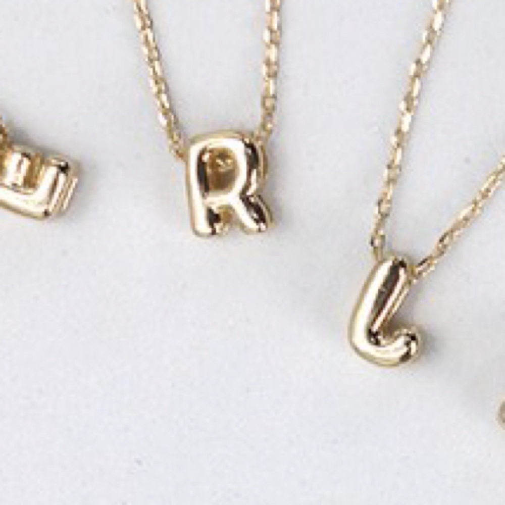 Mini Gold Bubble Initial Necklace (5101)